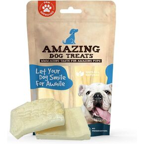 Amazing Dog Treats - Beef Cheek Chip Squares 4x4 (Regular - 8 Count) - NO Odor - Thick Cut - Rawhide Alternative - Beef Cheek Slice Chip Sticks - No Dyes, Chemicals, or Preservatives in Saudi Arabia