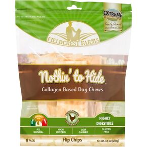 Fieldcrest Farms Nothin to Hide Flip Chips Chews for Dogs - All Natural Rawhide Alternative Treats for Dogs, Chicken, Beef or Peanut Butter Flavor Snack for All Breed Dogs (Beef, 8.5 Oz)