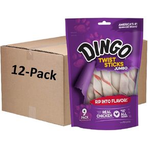 Dingo Jumbo Twist Sticks Rawhide Dog Treat with Real Chicken, 9 Ct in Saudi Arabia
