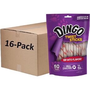 Dingo Twist Sticks Premium Rawhide Treats For Dogs Made with Real Chicken, 50 Count in Saudi Arabia