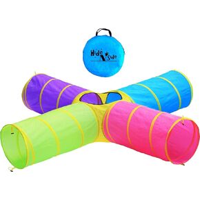 Hide N Side Kids Play Tunnels, Indoor Outdoor Crawl through Tunnel for Kids Dog Toddler Babies Children, Pop up Tunnel Gift Toy (Orange/Black, 1 Way) in Saudi Arabia