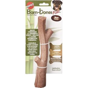 SPOT Bam-Bones Plus Branch -Bamboo Fiber & Nylon, Durable Long Lasting Dog Chew for Aggressive Chewers – Great Toy for Adult Dogs & Teething Puppies Under 60lbs, Non-Splintering, 5.75in, Beef Flavor in Saudi Arabia