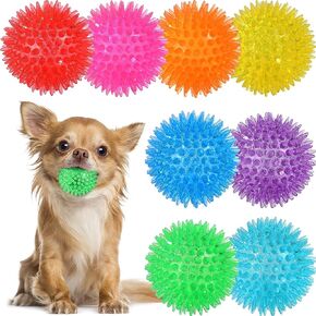 VITEVER 3.5" Squeaky Dog Toy Balls (6 Colors) Puppy Chew Toys for Teething, BPA Free Non-Toxic, Spikey Medium, Large & Small Dogs, Durable Aggressive Chewers