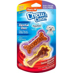 Hartz Chew'n Clean Dental Duo Dog Treat & Chew, Extra Small
