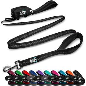 BLACK RHINO | 6ft Long Dog Leash - Rope Dog Lead - Running Lead Leash for Medium & Large Dogs | Two Traffic Padded Comfort Handles - Double Handle Reflective Lead - Strong Leash for Training (Blue)