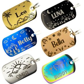 Personalized Dog Tag with 5 Lines of Custom Deep Engraved Durable Stainless Steel Pet ID Name Tag Designer Regular Size Bone in Saudi Arabia