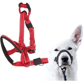 Atyhao Dog Collar Dog Halter Collars Headcollars with Safety Strap, Pet Headcollar Stops Pets from Pulling for Outdoor Walk (XL)