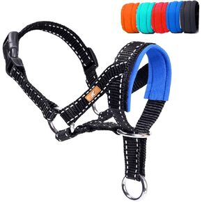Dog Head Collar, Head Collar with Reflective Strap to Stop Pulling for Small Medium and Large Dogs, Adjustable (L, Blue)