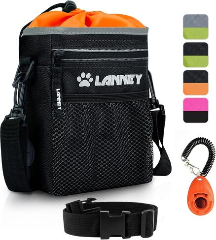 Dog Treat Pouch - 3 Ways to Wear Dog Treat Bag, Dog Training Treat Pouches for Pet Training with Clicker, Shoulder Strap, Adjustable Belt, Poop Bag Dispenser, Easily Carrying Kibble Snacks Pet Toys in Kuwait