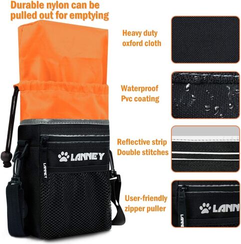 Dog Treat Pouch - 3 Ways to Wear Dog Treat Bag, Dog Training Treat Pouches for Pet Training with Clicker, Shoulder Strap, Adjustable Belt, Poop Bag Dispenser, Easily Carrying Kibble Snacks Pet Toys in Kuwait