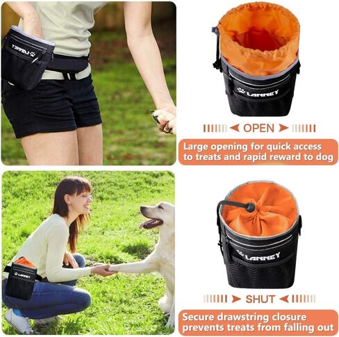 Dog Treat Pouch - 3 Ways to Wear Dog Treat Bag, Dog Training Treat Pouches for Pet Training with Clicker, Shoulder Strap, Adjustable Belt, Poop Bag Dispenser, Easily Carrying Kibble Snacks Pet Toys in Kuwait