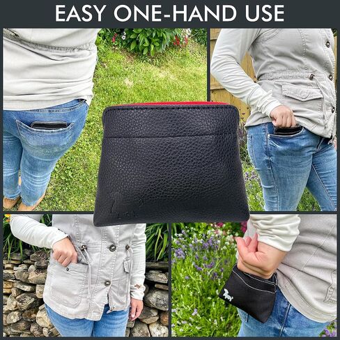 Extra Small Dog Treat Pouch – Slim Magnetic Pocket Dog Treat Bag for Walking & Training – Discreet Clip On Treat Pouch for Leash, Waistband or Pocket – Mess Free Storage (Black/Gray) in Kuwait