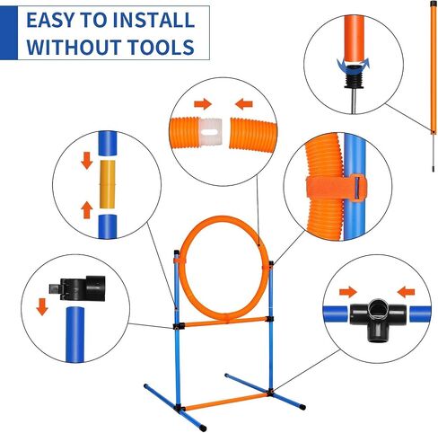 Dog Agility Training Equipment, 60-Piece Dog Obstacle Course Training Starter Kit Pet Outdoor Game with Tunnel, Agility Hurdle, Weave Poles, Jump Ring, Pause Box, Toy Balls and Storage Bag in Saudi Arabia