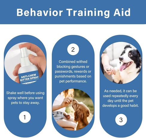 HAPIPET رذاذ مرير للكلاب لوقف المضغ، لا رذاذ مضغ للكلاب، رذاذ مصحح للحيوانات الأليفة للاستخدام الداخلي والخارجي، يمنع خدش الأثاث والأحذية والنباتات in Kuwait