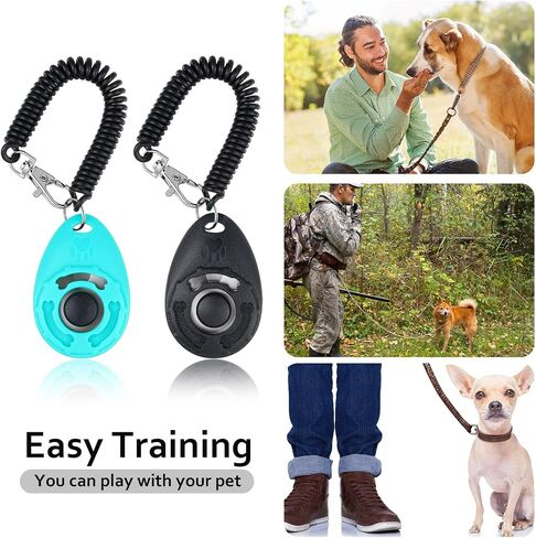 Dog Clicker Training Kit, 1 Dog Treat Training Pouch and 2 Pieces Pet Training Clicker with Wrist Strap, Built in Poop Bag Dispenser Easily Carrying Pet Toys Treats (Army Green,Solid Pattern) in Saudi Arabia