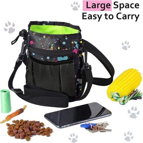 Dog Clicker Training Kit, 1 Dog Treat Training Pouch and 2 Pieces Pet Training Clicker with Wrist Strap, Built in Poop Bag Dispenser Easily Carrying Pet Toys Treats (Army Green,Solid Pattern) in Saudi Arabia