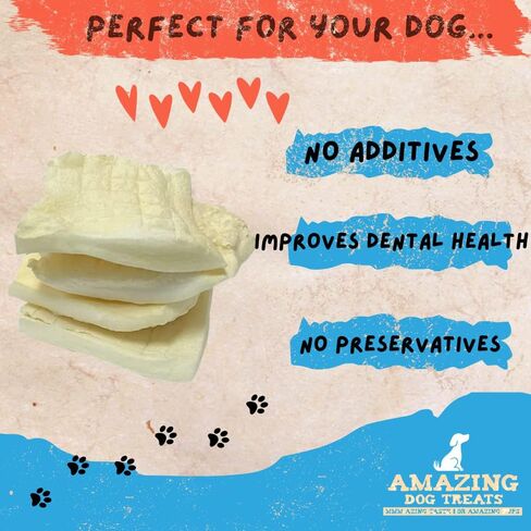 Amazing Dog Treats - Beef Cheek Chip Squares 4x4 (Regular - 8 Count) - NO Odor - Thick Cut - Rawhide Alternative - Beef Cheek Slice Chip Sticks - No Dyes, Chemicals, or Preservatives in Saudi Arabia