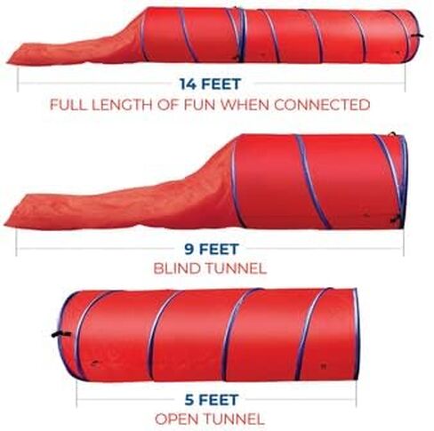 نفق رشاقة للكلاب، خياران مزدوجان؛ مفتوح او عمي، متصل او منفصل، معدات تدريب رشاقة الكلاب، انشطة ممتعة للكلاب، حجم كبير 14 قدم in Kuwait