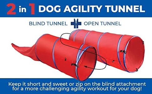 نفق رشاقة للكلاب، خياران مزدوجان؛ مفتوح او عمي، متصل او منفصل، معدات تدريب رشاقة الكلاب، انشطة ممتعة للكلاب، حجم كبير 14 قدم in Kuwait