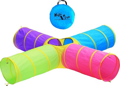 Hide N Side Kids Play Tunnels, Indoor Outdoor Crawl through Tunnel for Kids Dog Toddler Babies Children, Pop up Tunnel Gift Toy (Orange/Black, 1 Way) in Saudi Arabia
