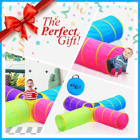 Hide N Side Kids Play Tunnels, Indoor Outdoor Crawl through Tunnel for Kids Dog Toddler Babies Children, Pop up Tunnel Gift Toy (Orange/Black, 1 Way) in Saudi Arabia