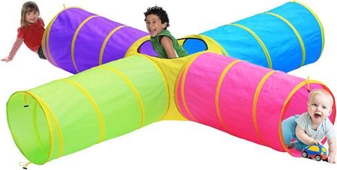 Hide N Side Kids Play Tunnels, Indoor Outdoor Crawl through Tunnel for Kids Dog Toddler Babies Children, Pop up Tunnel Gift Toy (Orange/Black, 1 Way) in Saudi Arabia
