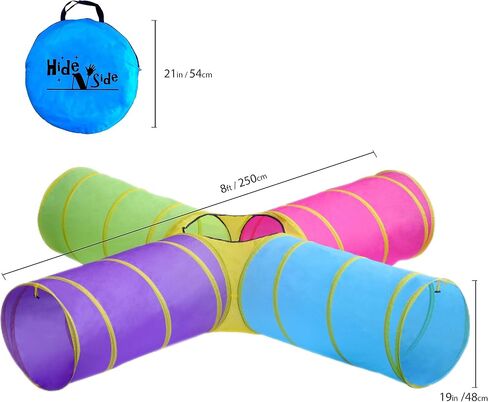 Hide N Side Kids Play Tunnels, Indoor Outdoor Crawl through Tunnel for Kids Dog Toddler Babies Children, Pop up Tunnel Gift Toy (Orange/Black, 1 Way) in Saudi Arabia