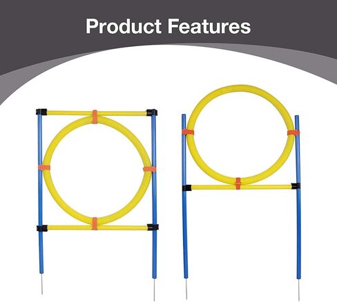 Petprime Dog Jump Ring Agility Kit Hoop Jump Set, Dog Agility Training Course Equipment Professional, Jump Obstacle Course for Dogs Outdoor, Puppy Agility Course Backyard Set, 21.7’’ in Diameter in Saudi Arabia