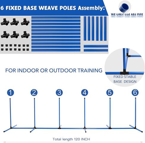 مجموعة معدات تدريب القفز على خفة الحركة للكلاب، نفق للكلاب بطول 10 أقدام مع أكياس رمل، وأعمدة منسوجة، وصندوق إيقاف مؤقت، وحلقة قفز وأعمدة قفز، وحقيبة حمل تتضمن 4 أوتاد وصفارة وأقراص طائرة in Kuwait