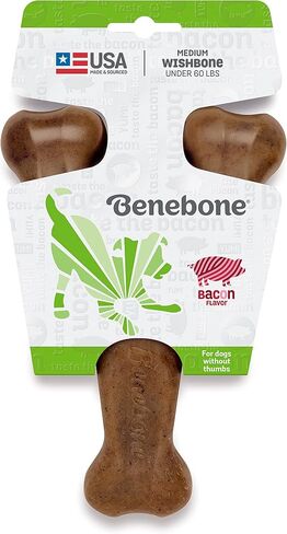 Benebone Wishbone Durable Dog Chew Toy for Aggressive Chewers, Real Bacon, Made in USA, Medium in Saudi Arabia