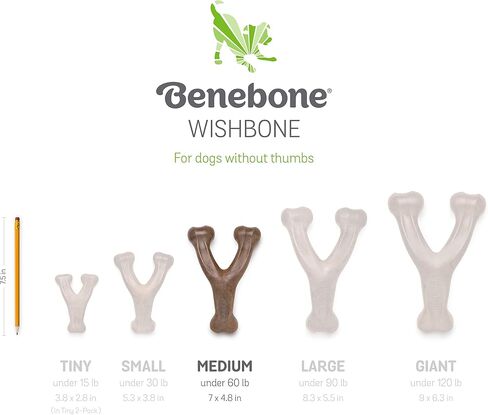 Benebone Wishbone Durable Dog Chew Toy for Aggressive Chewers, Real Bacon, Made in USA, Medium in Saudi Arabia