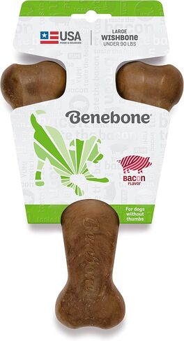Benebone Wishbone Durable Dog Chew Toy for Aggressive Chewers, Real Bacon, Made in USA, Medium in Saudi Arabia