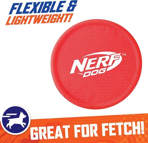Nerf Dog Nylon Flyer Dog Toy, Flying Disc, Lightweight, Durable and Water Resistant, Great for Beach and Pool, 9 inch diameter, for Medium/Large Breeds, Single Unit, Red in Saudi Arabia