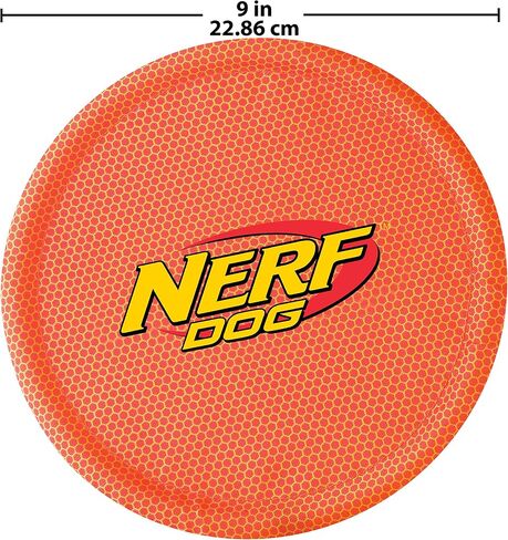 Nerf Dog Nylon Flyer Dog Toy, Flying Disc, Lightweight, Durable and Water Resistant, Great for Beach and Pool, 9 inch diameter, for Medium/Large Breeds, Single Unit, Red in Saudi Arabia