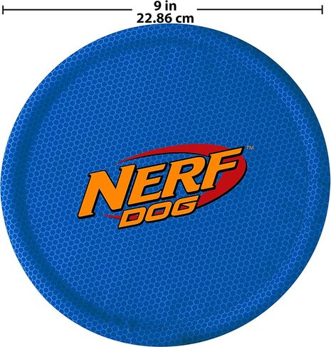 Nerf Dog Nylon Flyer Dog Toy, Flying Disc, Lightweight, Durable and Water Resistant, Great for Beach and Pool, 9 inch diameter, for Medium/Large Breeds, Single Unit, Red in Saudi Arabia