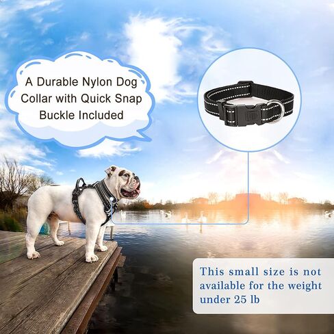 WINSEE Dog/Pet Harnesses No Pull with Dog Collar, Adjustable Reflective Oxford Outdoor Vest, Front/Back Leash Clips for Small, Medium, Large, Extra Large Dogs, Easy Control Handle for Walking in Saudi Arabia