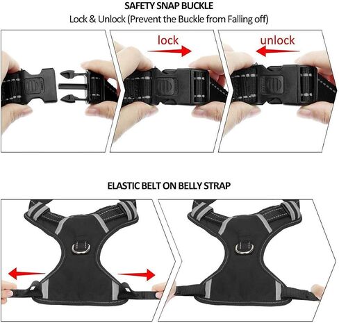 WINSEE Dog/Pet Harnesses No Pull with Dog Collar, Adjustable Reflective Oxford Outdoor Vest, Front/Back Leash Clips for Small, Medium, Large, Extra Large Dogs, Easy Control Handle for Walking in Saudi Arabia