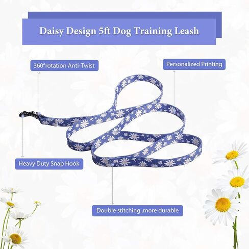 Dog Harness Collar Leash Set - No Pull Pet Adjustable Back Clip Halter Basic Collar Heavy Duty 5FT Anti-Twist Leash for Extra Small Puppy Medium Large Breed Training Running (Daisy, S) in Kuwait