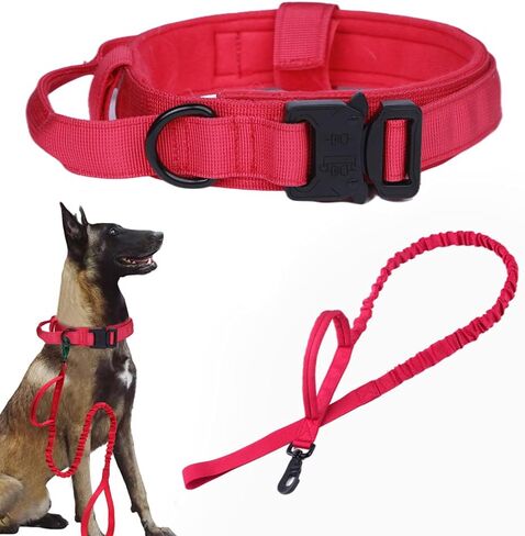 Tactical Dog Collar Adjustable Military Nylon Dog Collar with Control Handle and Heavy Duty Metal Buckle for Medium and Large Dogs (Brown,L) in Saudi Arabia