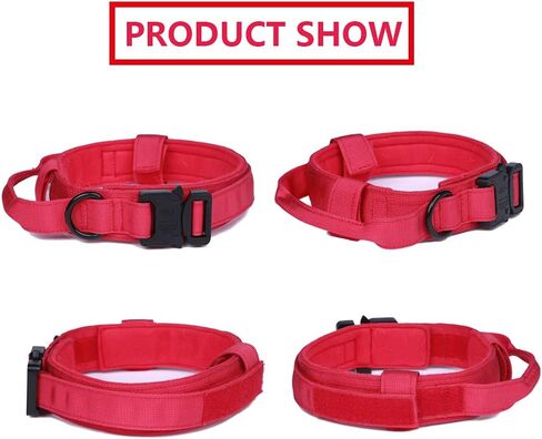 Tactical Dog Collar Adjustable Military Nylon Dog Collar with Control Handle and Heavy Duty Metal Buckle for Medium and Large Dogs (Brown,L) in Saudi Arabia