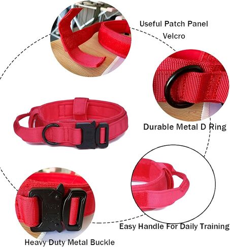 Tactical Dog Collar Adjustable Military Nylon Dog Collar with Control Handle and Heavy Duty Metal Buckle for Medium and Large Dogs (Brown,L) in Saudi Arabia