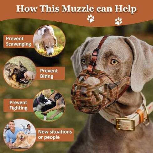 Mayerzon Dog Muzzle, Breathable Basket Muzzles for Small, Medium, Large and X-Large Aggressive Dogs Beagle German Shepherd Doberman, Cage Mouth Guard Stop Biting Chewing for Grooming Training in Saudi Arabia