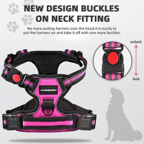 No Pull Dog Harness with A Free Heavy Duty 5ft Dog Leash, Adjustable Soft Padded Dog Vest, Reflective No-Choke Pet Oxford Vest with Easy Control Handle for Small and Large Dogs (Orange, X-Large) in Saudi Arabia