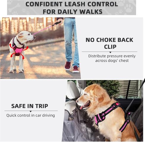 No Pull Dog Harness with A Free Heavy Duty 5ft Dog Leash, Adjustable Soft Padded Dog Vest, Reflective No-Choke Pet Oxford Vest with Easy Control Handle for Small and Large Dogs (Orange, X-Large) in Saudi Arabia