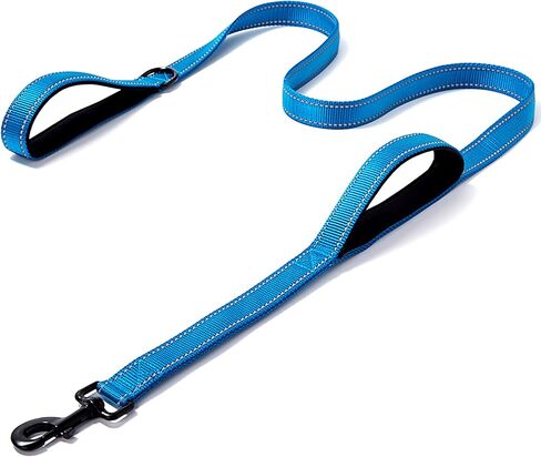 Heavy Duty Dog Leash - 2 Handles by Padded Traffic Handle for Extra Control, 6foot Long - Perfect for Medium to Large Dogs (6 ft, Black) in Saudi Arabia