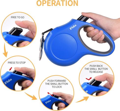 Fida Retractable Dog Leash, 16 ft Dog Walking Leash for Small Dogs up to 26 lbs, 360° Tangle Free, Black in Saudi Arabia