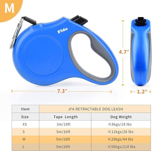 Fida Retractable Dog Leash, 16 ft Dog Walking Leash for Small Dogs up to 26 lbs, 360° Tangle Free, Black in Saudi Arabia