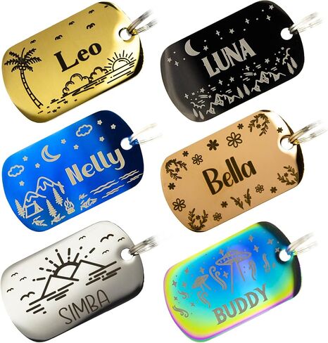 Personalized Dog Tag with 5 Lines of Custom Deep Engraved Durable Stainless Steel Pet ID Name Tag Designer Regular Size Bone in Saudi Arabia