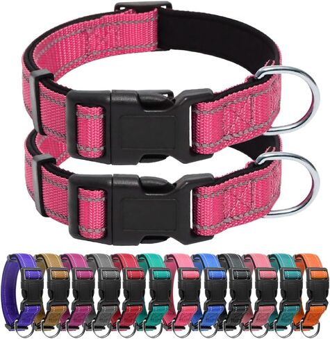 2 Pack Reflective Dog Collar with Safety Locking Buckle, Adjustable Soft Breathable Comfortable Nylon Pet Collar for Small, Medium and Large Dogs, Black, XS in Saudi Arabia