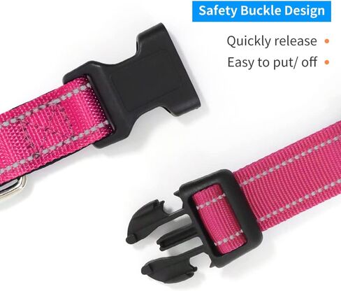 2 Pack Reflective Dog Collar with Safety Locking Buckle, Adjustable Soft Breathable Comfortable Nylon Pet Collar for Small, Medium and Large Dogs, Black, XS in Saudi Arabia